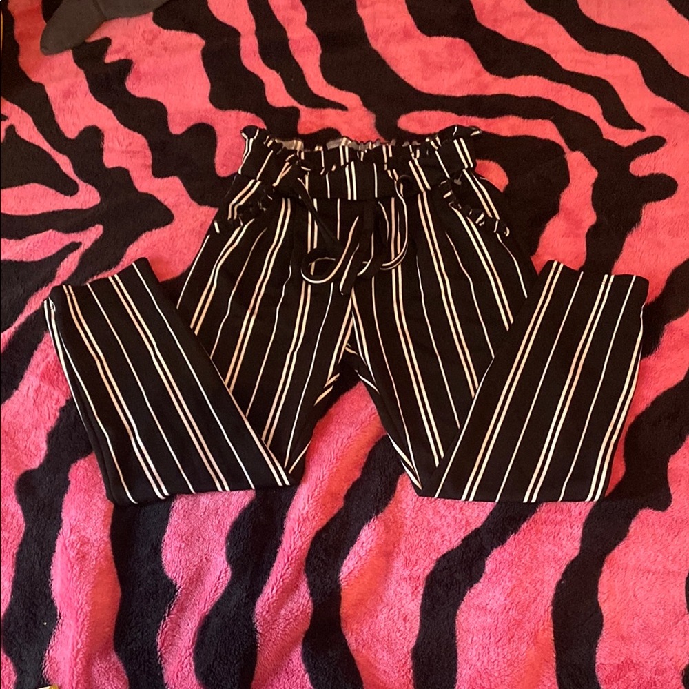 Chic Black and White Striped Pants